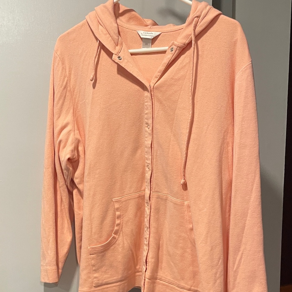 C J Banks Peach Snap-Up Hoodie size 2X